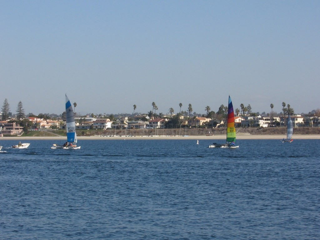 Mike and Chris right, leading John Ross-Duggan and Cral left in Sandiego. - 2009 North American Trapsaet Championships  © Mike Strahle